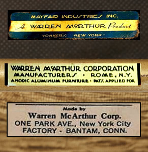 Warren McArthur Furniture Tags